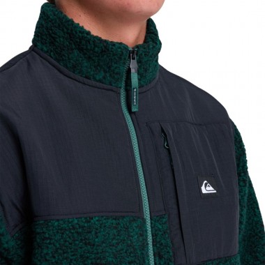 QUIKSILVER SHALLOW WATER ZIP FLEECE TREKKING GREEN HEATHER