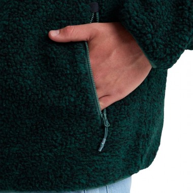 QUIKSILVER SHALLOW WATER ZIP FLEECE TREKKING GREEN HEATHER