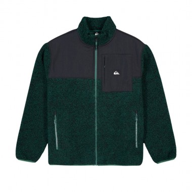QUIKSILVER SHALLOW WATER ZIP FLEECE TREKKING GREEN HEATHER