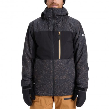 QUIKSILVER SYCAMORE PRINTED SNOW JACKET MOUNTAIN ST TRUE BLACK