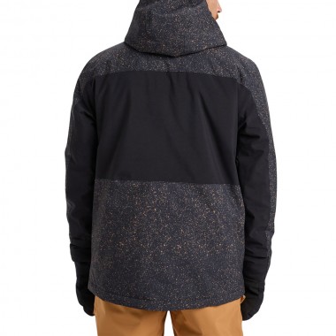 QUIKSILVER SYCAMORE PRINTED SNOW JACKET MOUNTAIN ST TRUE BLACK