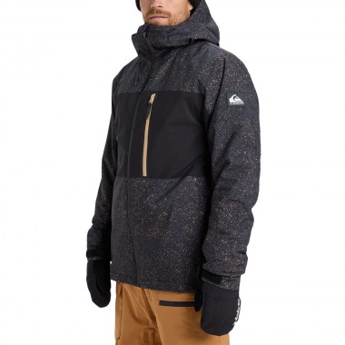 QUIKSILVER SYCAMORE PRINTED SNOW JACKET MOUNTAIN ST TRUE BLACK