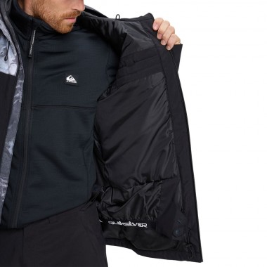 QUIKSILVER SYCAMORE PRINTED SNOW JACKET MOUNTAIN ST TRUE BLACK