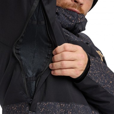 QUIKSILVER SYCAMORE PRINTED SNOW JACKET MOUNTAIN ST TRUE BLACK