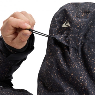 QUIKSILVER SYCAMORE PRINTED SNOW JACKET MOUNTAIN ST TRUE BLACK