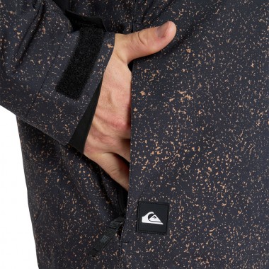 QUIKSILVER SYCAMORE PRINTED SNOW JACKET MOUNTAIN ST TRUE BLACK