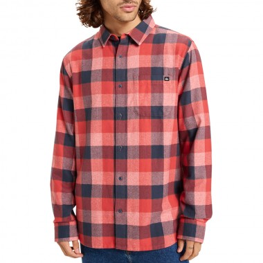 QUIKSILVER MOTHERFLY PLAID LS SHIRT MINERAL RED CHECK
