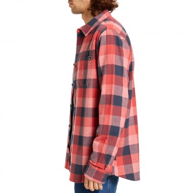 QUIKSILVER MOTHERFLY PLAID LS SHIRT MINERAL RED CHECK