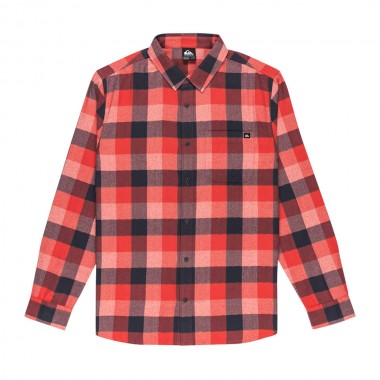 QUIKSILVER MOTHERFLY PLAID LS SHIRT MINERAL RED CHECK
