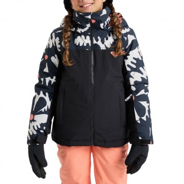 ROXY GALAXY K SNOW JACKET TRUE BLACK BIG FLOWER