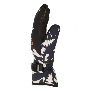 ROXY JETTY W SNOW GLOVES TRUE BLACK BIG FLOWER