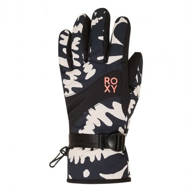 ROXY JETTY W SNOW GLOVES TRUE BLACK BIG FLOWER