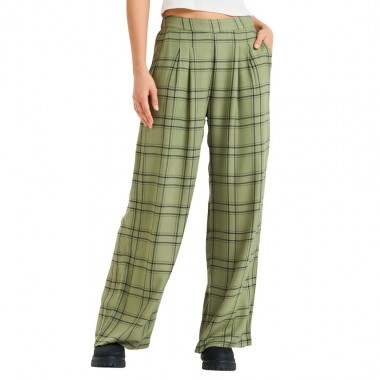 ROXY GREAT INFLUENCE W PANTS OIL GREEN NATURAL PLAID