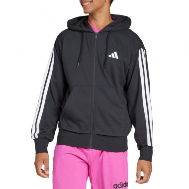 ADIDAS ESSENTIALS 3S FRENCH TERRY ZIP HOODIE BLACK/WHITE