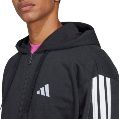 ADIDAS ESSENTIALS 3S FRENCH TERRY ZIP HOODIE BLACK/WHITE