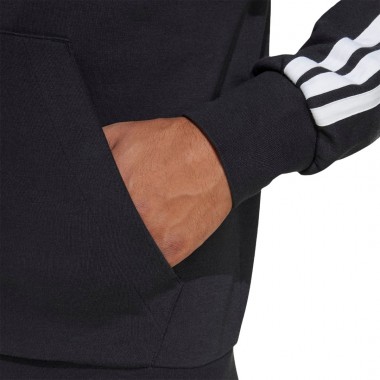 ADIDAS ESSENTIALS 3S FRENCH TERRY ZIP HOODIE BLACK/WHITE