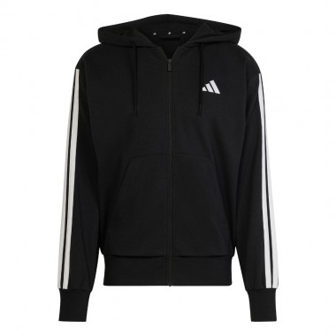 ADIDAS ESSENTIALS 3S FRENCH TERRY ZIP HOODIE BLACK/WHITE