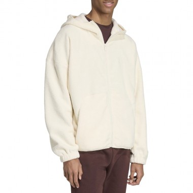 ADIDAS FUTURE ICONS SMALL LOGO FLEECE ZIP HOODIE CREWHT