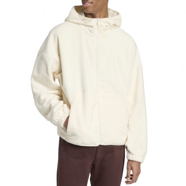 ADIDAS FUTURE ICONS SMALL LOGO FLEECE ZIP HOODIE CREWHT