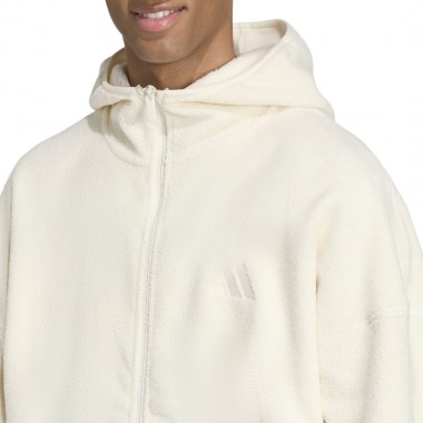 ADIDAS FUTURE ICONS SMALL LOGO FLEECE ZIP HOODIE CREWHT