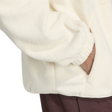 ADIDAS FUTURE ICONS SMALL LOGO FLEECE ZIP HOODIE CREWHT