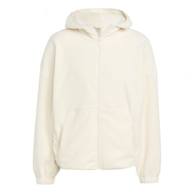 ADIDAS FUTURE ICONS SMALL LOGO FLEECE ZIP HOODIE CREWHT