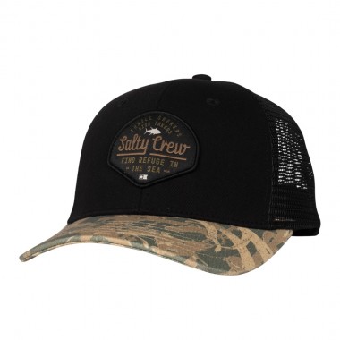 SALTY CREW BORDER TRUCKER CAP BLACK CAMO