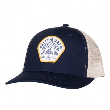 SALTY CREW PATCHED RETRO TRUCKER CAP NAVY BLUE