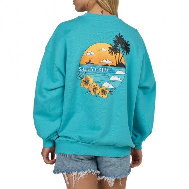 SALTY CREW SUNSET W CREWNECK TURQUOISE