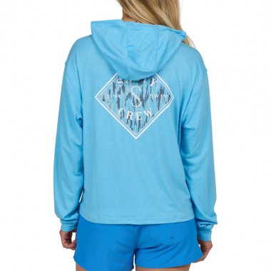 SALTY CREW TIPPET FILL W TECH HOODIE POOL BLUE