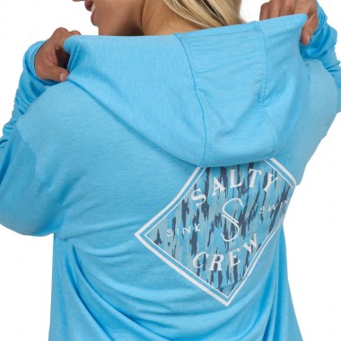 SALTY CREW TIPPET FILL W TECH HOODIE POOL BLUE