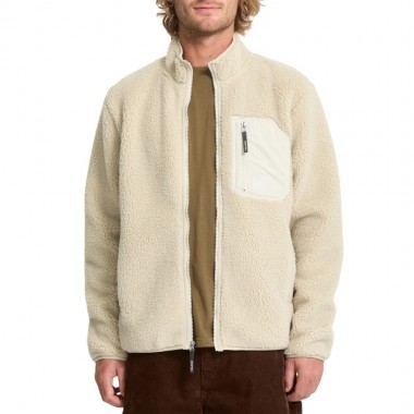 VOLCOM MUZZER FUZZAR ZIP SHERPA SWEATSHIRT STONE