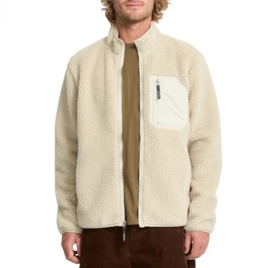 VOLCOM MUZZER FUZZAR ZIP SHERPA SWEATSHIRT STONE