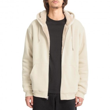 VOLCOM SINGLE STONE LINED ZIP HOODIE LIGHT BEIGE