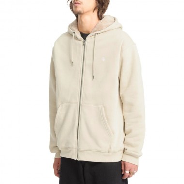 VOLCOM SINGLE STONE LINED ZIP HOODIE LIGHT BEIGE