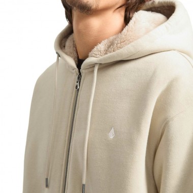 VOLCOM SINGLE STONE LINED ZIP HOODIE LIGHT BEIGE