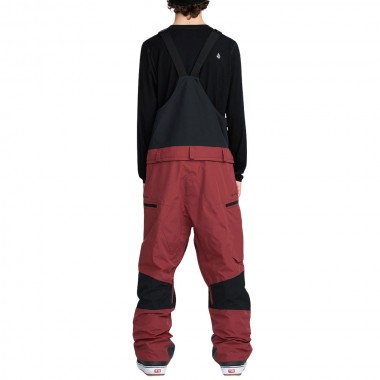 VOLCOM RAIN GORE-TEX SNOW BIB OVERALL BURNT RED