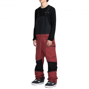 VOLCOM RAIN GORE-TEX SNOW BIB OVERALL BURNT RED
