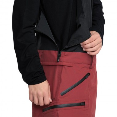 VOLCOM RAIN GORE-TEX SNOW BIB OVERALL BURNT RED