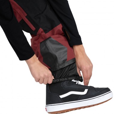 VOLCOM RAIN GORE-TEX SNOW BIB OVERALL BURNT RED