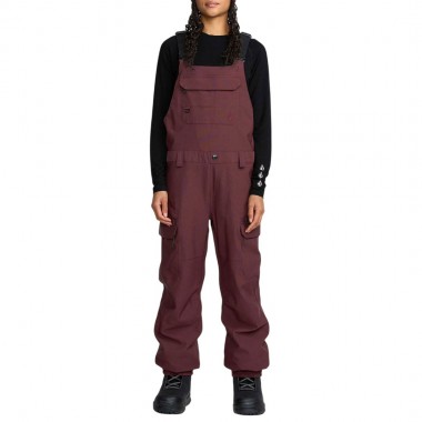 VOLCOM CRESTON 3D STRETCH W SNOW BIB OVERALL OXBLOOD