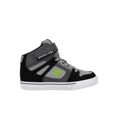 DC PURE HIGH-TOP EV K SHOES BLACK/DARK GREY/GREY