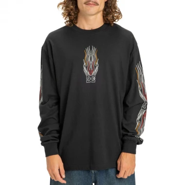 DC BURN OUT LS T-SHIRT BLACK