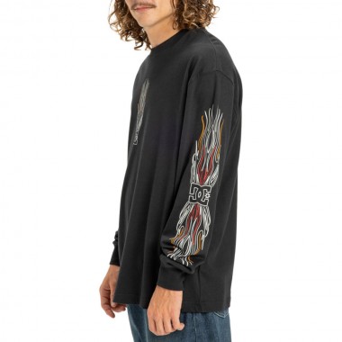 DC BURN OUT LS T-SHIRT BLACK
