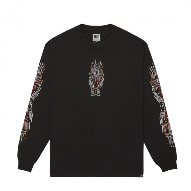 DC BURN OUT LS T-SHIRT BLACK