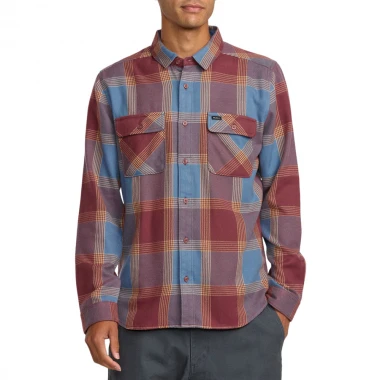 RVCA THATLL WORK FLANNEL LS SHIRT RED EARTH