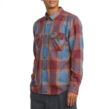 RVCA THATLL WORK FLANNEL LS SHIRT RED EARTH