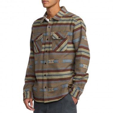 RVCA DAYSHIFT BLANKET FLANNEL LS SHIRT MUSHROOM