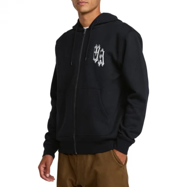 RVCA BENJ TIGER EYES ZIP HOODIE BLACK