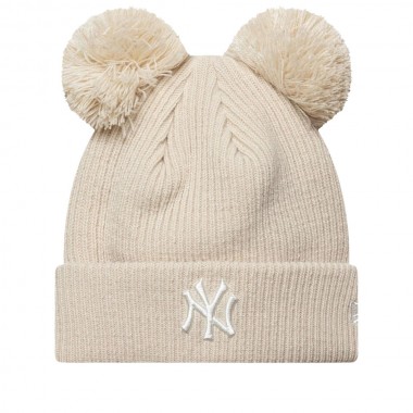NEW ERA MLB NEW YORK YANKEES DOUBLE POM W BEANIE LIGHT BEIGE